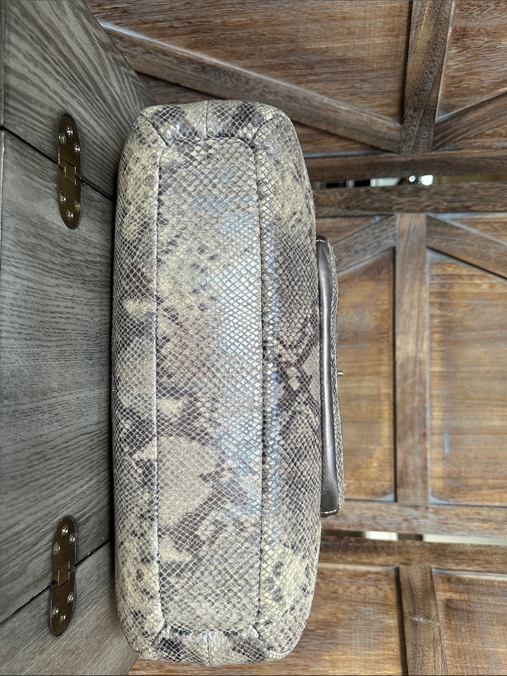 Coach Campbell Snakeskin Embossed Leather Satchel Shoulder Bag F24852 - Picture 7 of 16
